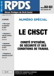 RPDS revue pratique de droit social, n°868-869 - août-septembre 2017 - Le CHSCT (numéro spécial)