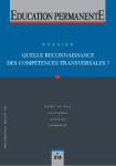 Education permanente, n°218 - mars 2019 - Quelle reconnaissance des compétences transversales ?