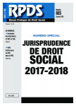 RPDS revue pratique de droit social, n°885 - janvier 2019 - Jurisprudence de droit social 2017-2018